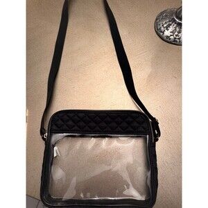 Black Quilted Clear Stadium Approved Crossbody Bag - Concert & Game Day